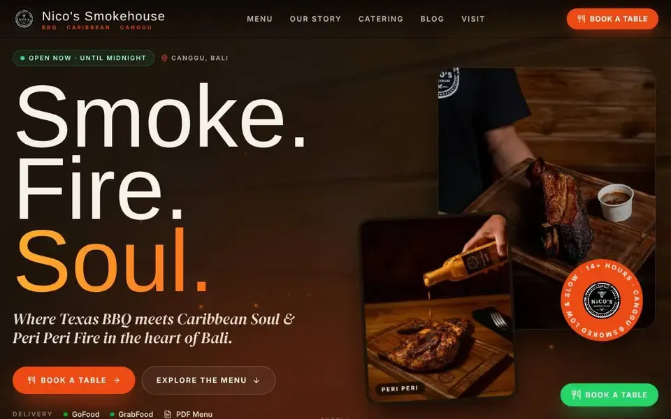 Nico's Smokehouse website built by Metatap Digital