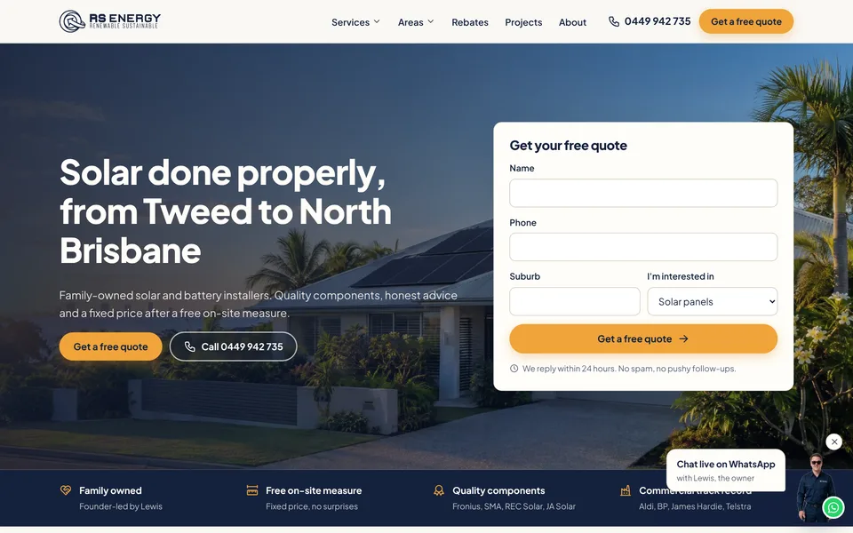RS Energy website built by Metatap Digital