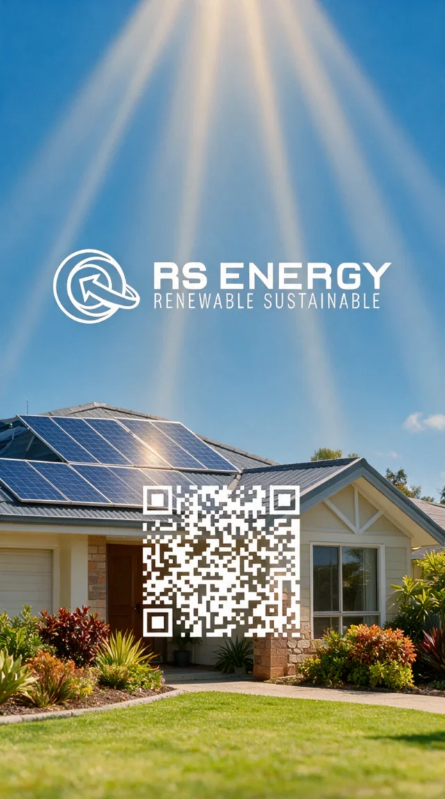 RS Energy branded lock-screen wallpaper with a scan code