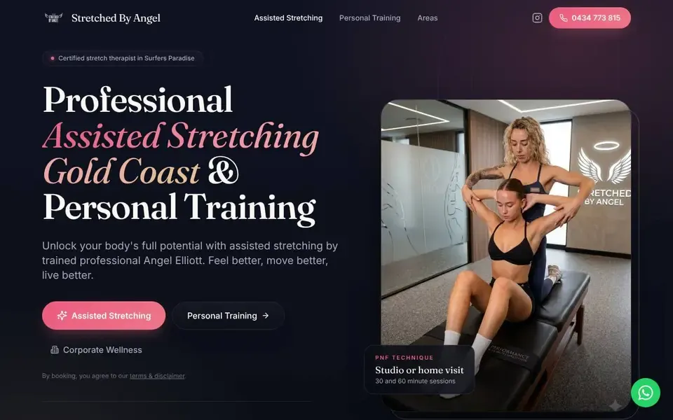 Stretched By Angel website built by Metatap Digital