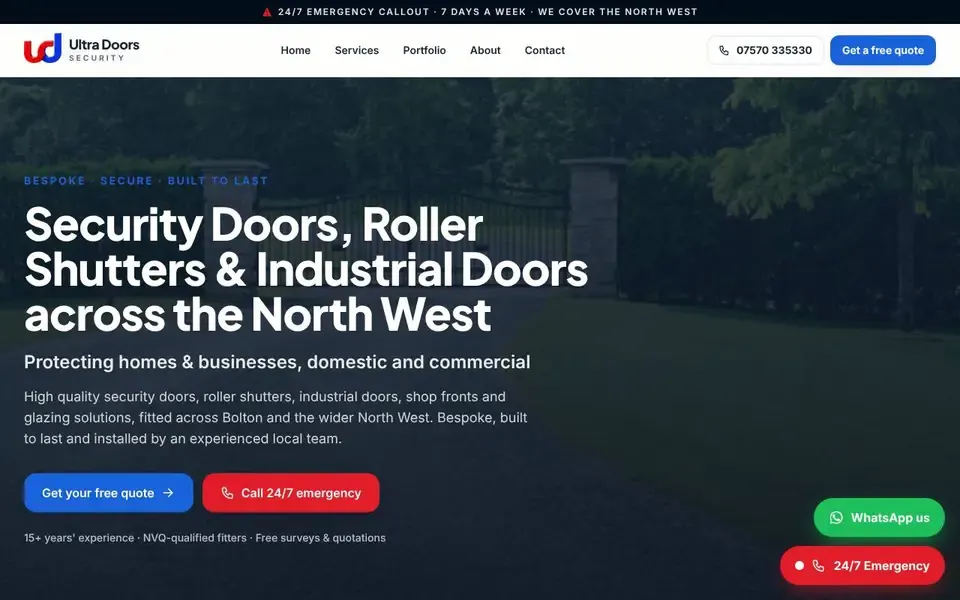 Ultra Doors Security website built by Metatap Digital